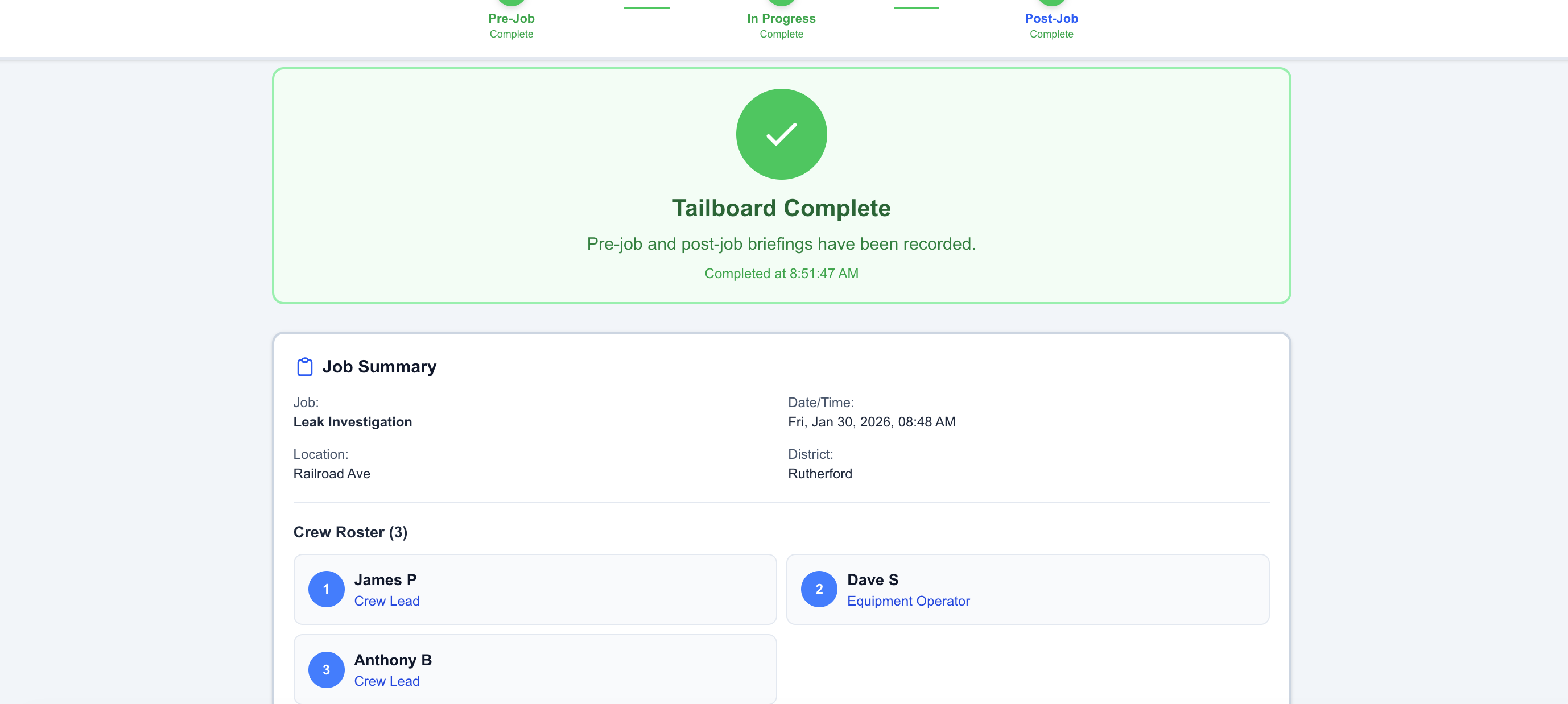 Electronic crew signatures and acknowledgment